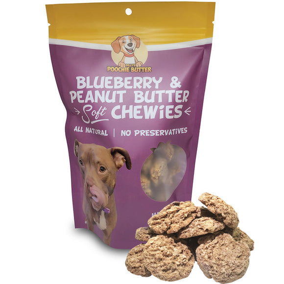 Poochie Butter Peanut Butter & Blueberry Soft Chewies Dog Treats (8 oz)