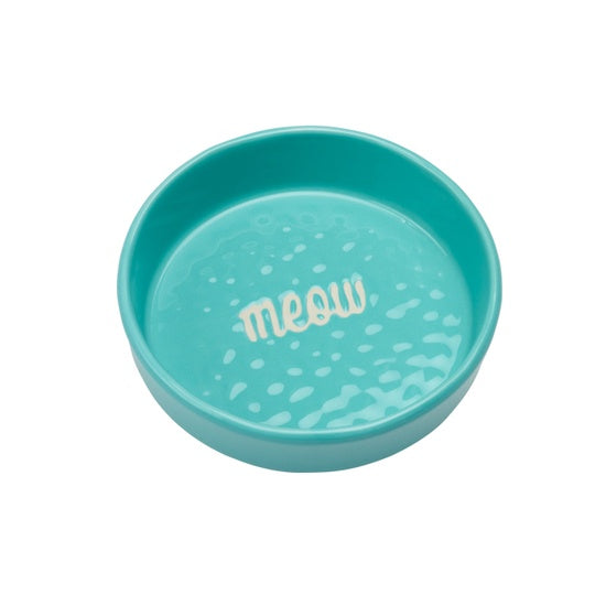 Ore Bowl Ceramic Etched Meow Aqua