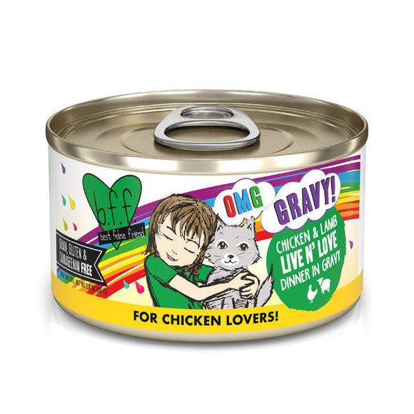 Weruva BFF OMG Gravy Chicken & Lamb Live N' Love Dinner in Gravy Cat Food (2.8 oz)