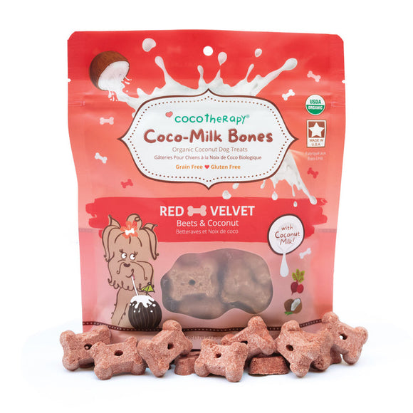 Coco Therapy Coco-Milk Bones Red Velvet Biscuit - Organic Coconut Treat for dogs