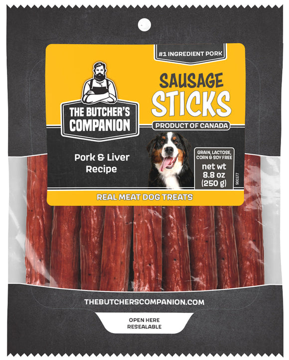 The Butcher's Companion Pork & Liver Recipe Sausage Sticks Dog Treats