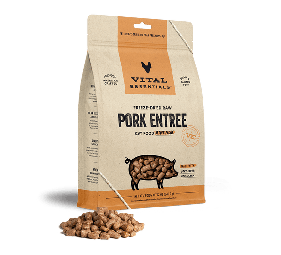 Vital Essentials Freeze-Dried Raw Pork Entree Mini Nibs Cat Food