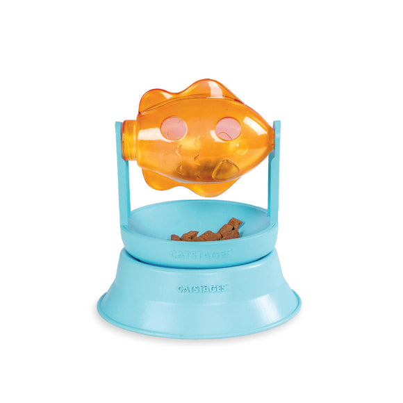 Outward Hound Catstages 2-in-1 Treat Toy Spinning Fish Cat Toy and Cat Ball Track Topper