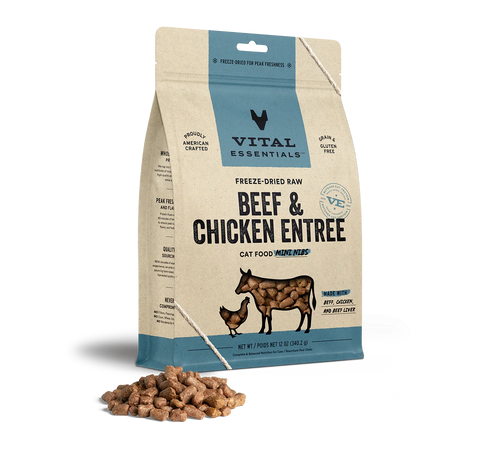 Vital Essentials Freeze-Dried Raw Beef & Chicken Entree Mini Nibs Cat Food