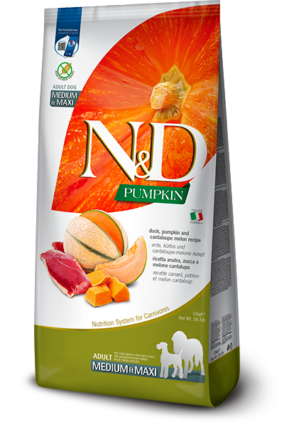 Farmina N&D Pumpkin Grain-Free Canine Duck & Cantaloupe Melon Adult Medium & Maxi (26.4LB)