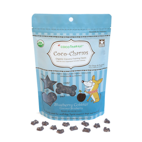 Coco Therapy Coco-Charms Training Treats Blueberry Cobbler - Organic Training Treat for dogs (5 oz)