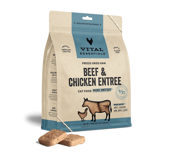 Vital Essentials Freeze-Dried Raw Beef & Chicken Entree Mini Patties Cat Food